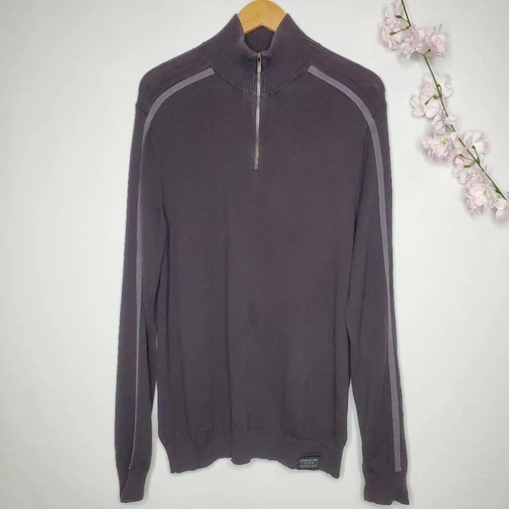 Calvin Klein Jeans Quarter Zip Pullover Sweater Gray Size Large
